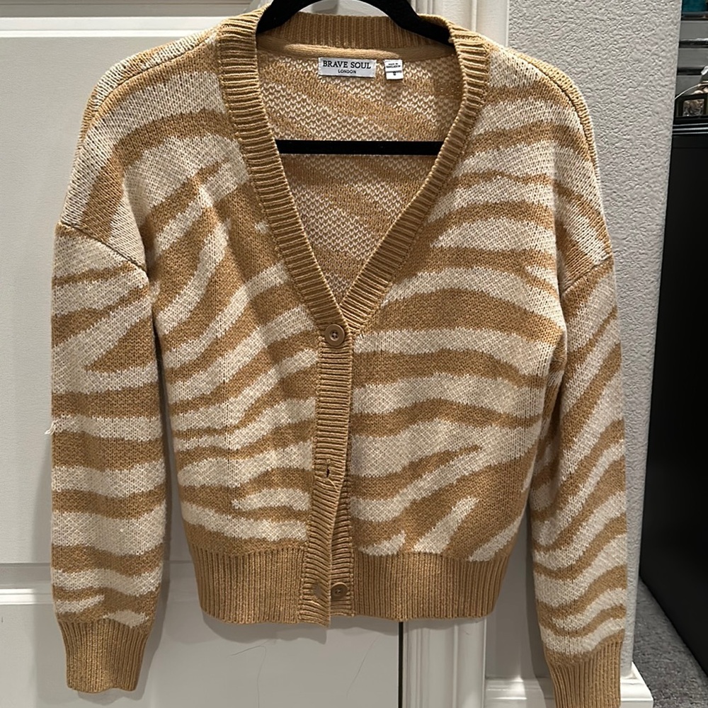 Zebra print knit cardigan